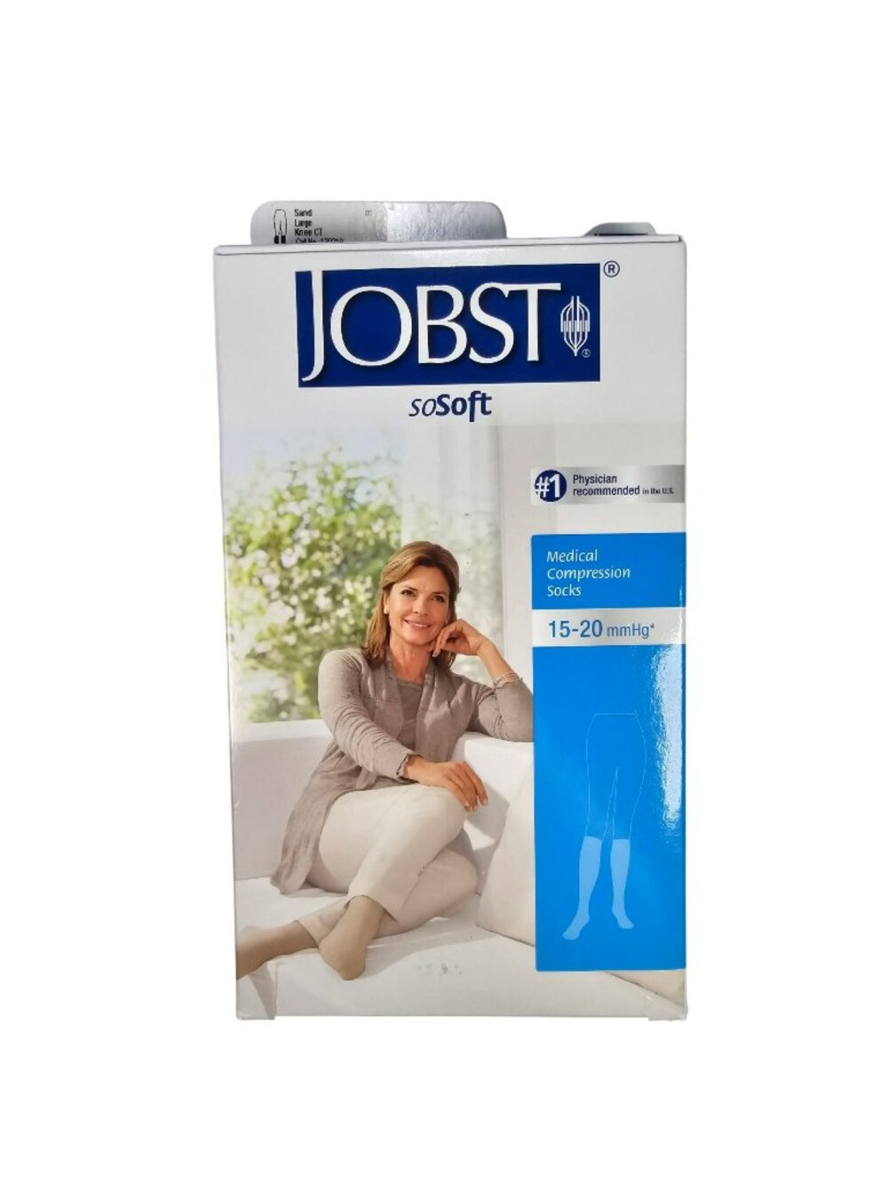 Jobst SoSoft Medical Gradient Compression Socks NEW Ribbed Knee High Size L Tan